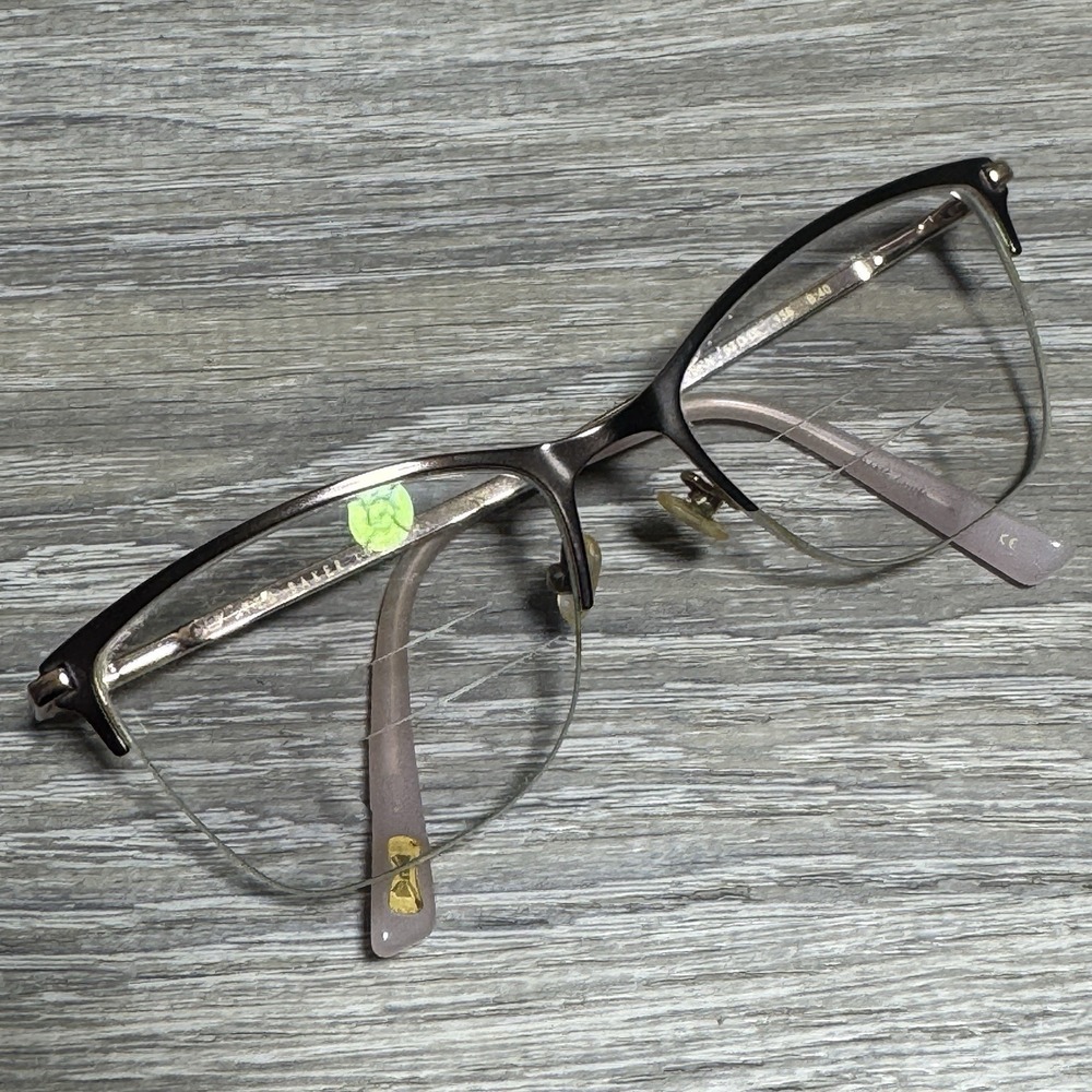 Ted Baker TW504 Eyeglass Frames 53-18-135 Semi Rimless Brown Pink Gold Logo B:40